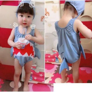 Lla-2pcs Tập Đi Bé Gái Bé Trai Đồ Bơi Cá Mập Trang Phục Đồ Bơi Bikini Bộ Đi Biển
