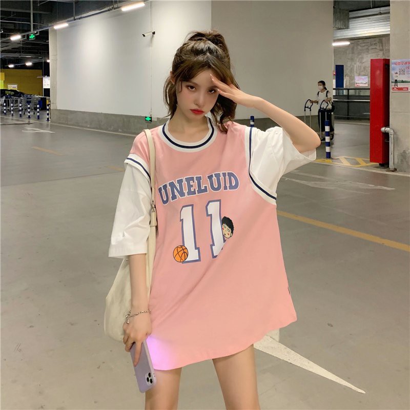 Áo thun nam tay lỡ form rộng in số 11 dáng ulzzang/ Áo phông unisex form rộng (trắng, hồng) anashop9x