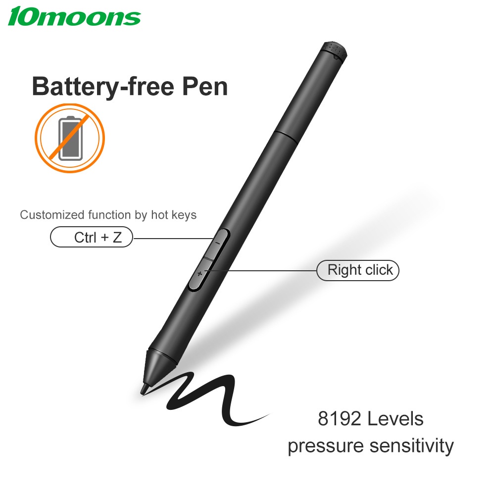 Bút Điều Khiển Áp Suất Không Cần Pin 10Mmoons Dành Cho T503 G10 G20 G30 G50 G12 8192