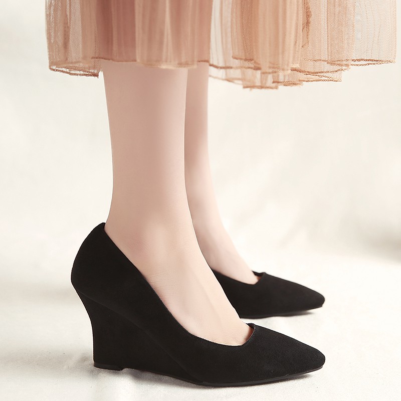 Giày đế xuồng da lộn size 34/40 cao 8cm 130520  TP1