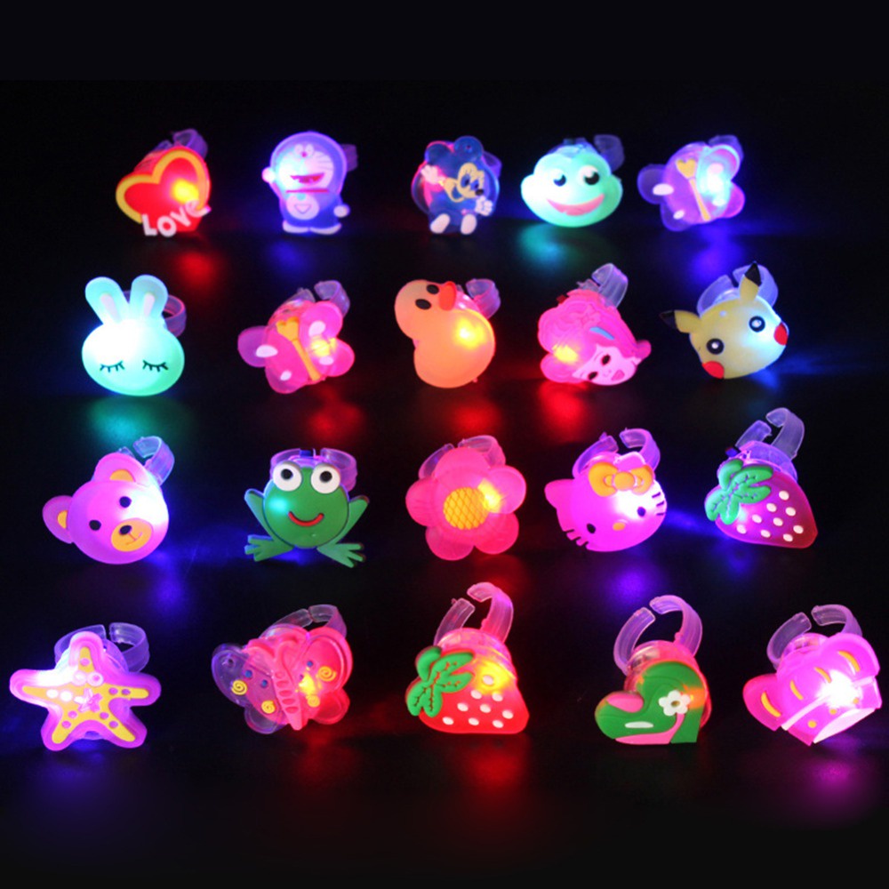 [Mới] Set 10 Nhẫn Thạch Có Đèn LED Nhấp Nháy Hình Động Vật Hoạt Hình Dễ Thương Làm Quà Tặng Sinh Nhật Cho Bé Trai Bé Gái