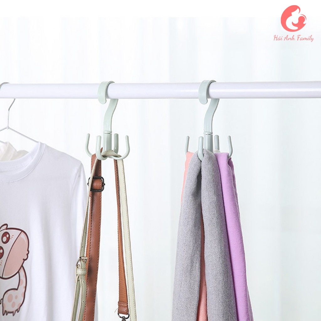 Móc treo đồ thông minh xoay 360 độ treo cà vạt,treo khăn choàng, dậy nịt, túi xách tiết kiệm không gian tủ đồ