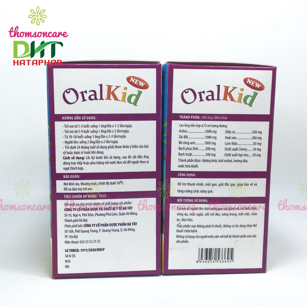 Mát gan, thanh nhiệt cho bé từ thảo dược - Oral Kid hộp 20 ống siro từ actiso, diếp cá, cam thảo, giảm mẩn ngứa