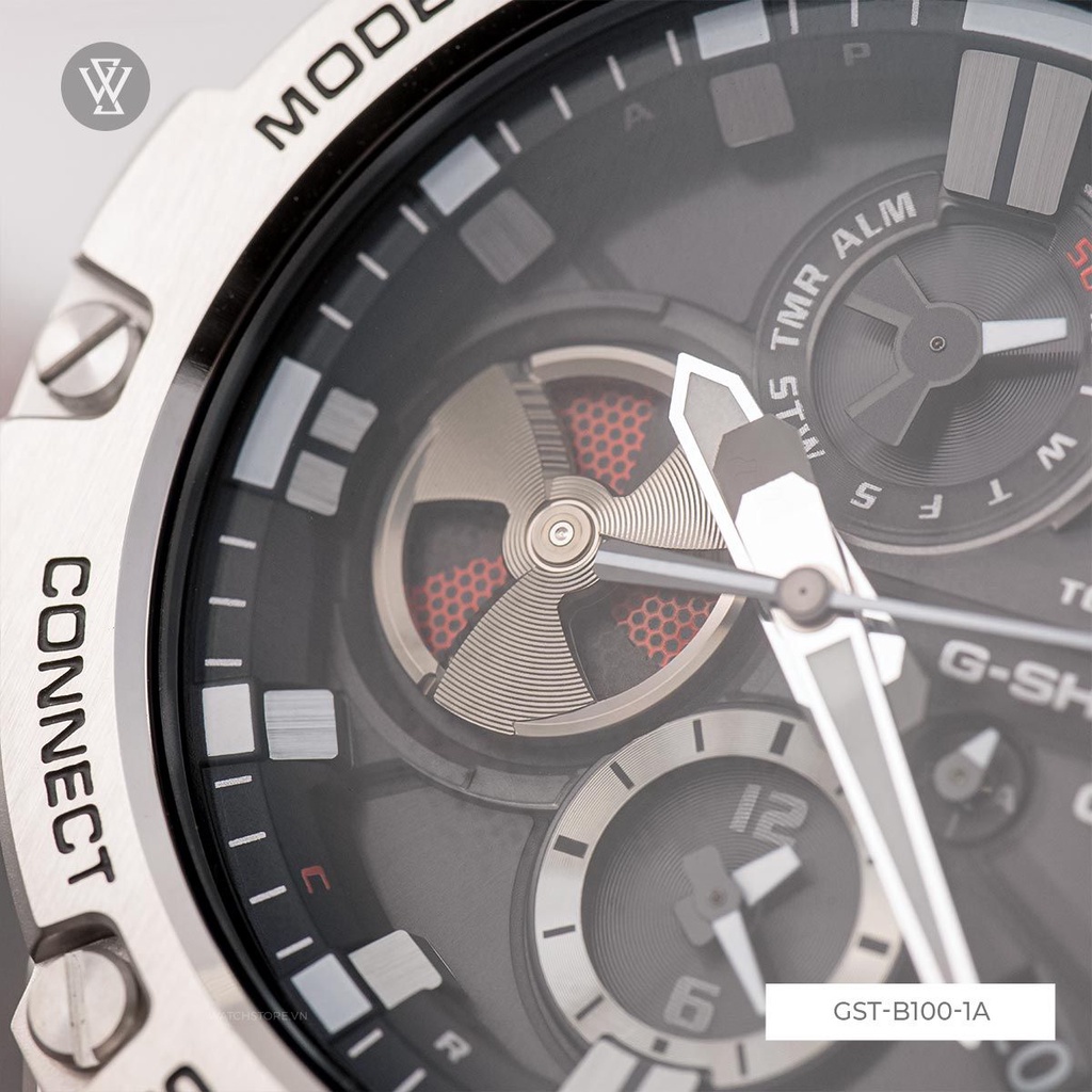 Đồng Hồ Năng Lượng Mặt Trời Nam Casio G-Shock WATCHSTORE GST-B100-1ADR Mặt Kính Khoáng 53.8mm, Dây Nhựa Cao Cấp