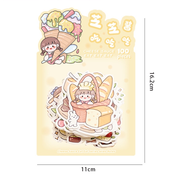 Set 100 tờ giấy dán/ giấy ghi chú hoạt hình KHÔNG KEO DÍNH