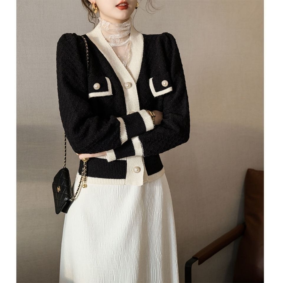 Áo Khoác Cardigan Dệt Kim Dáng Ngắn Cổ Chữ v Thời Trang Mới Cho Nữ  tao bao