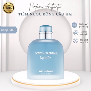 Nước Hoa Nam Dolce Gabbana Light Blue Eau Intense Pour Homme cao cấp thơm lâu Chai 10ml
