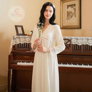 Đầm ngủ dài tay [thun cotton cao cấp] phong cách công chúa