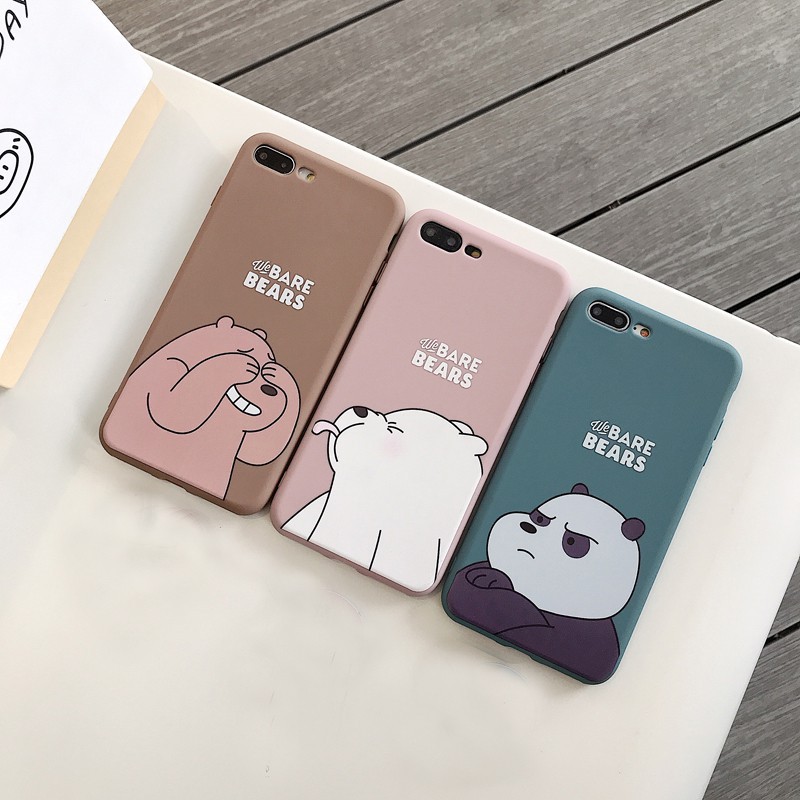 Ốp điện thoại silicon mềm họa tiết We Bare Bears có giá đỡ cho Apple Iphone 11 Pro Max 6 6S 7 8 Plus SE 2020 7Plus X XS