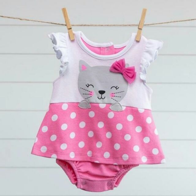 Body váy mèo hồng bé gái
