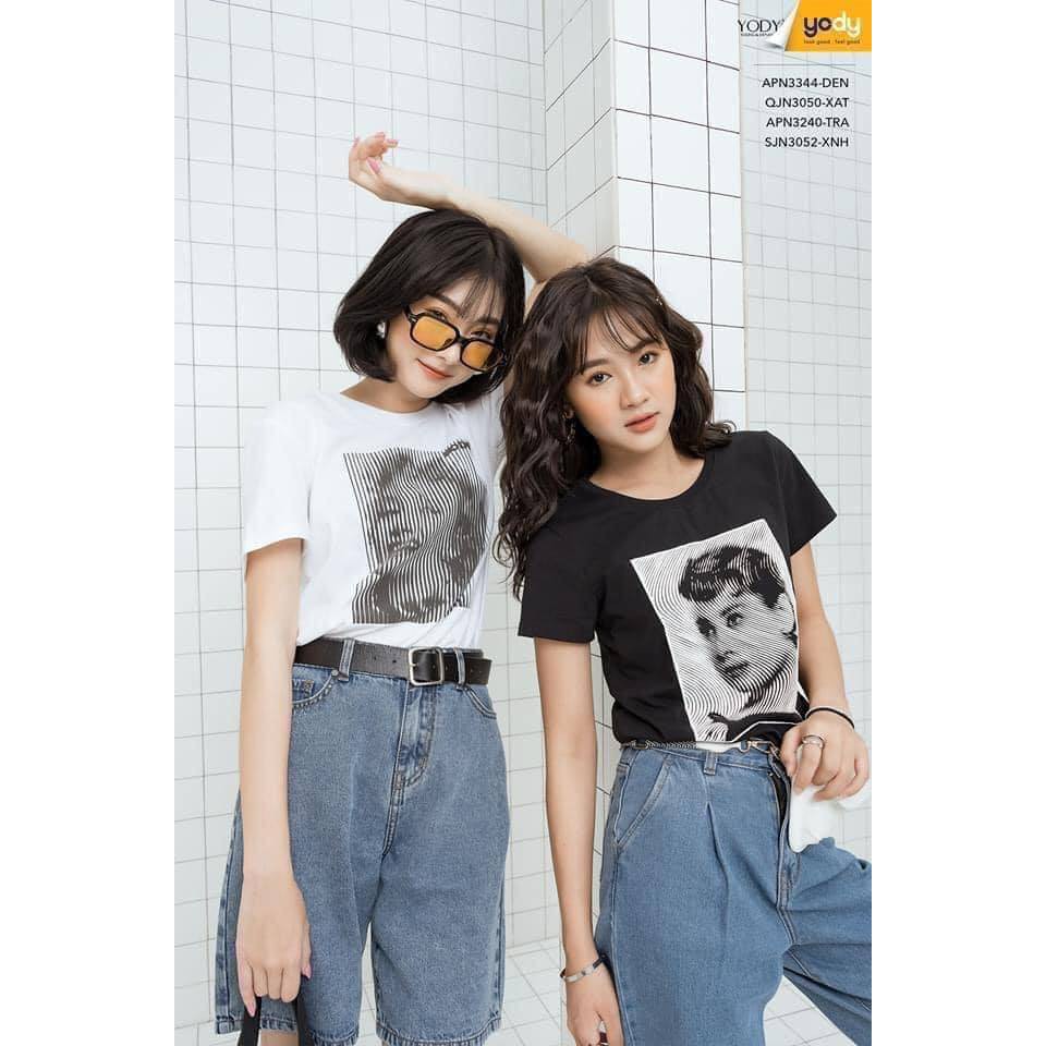 Quần jean nữ chuẩn form YODY lửng rộng lưng cao năng động SJN3052