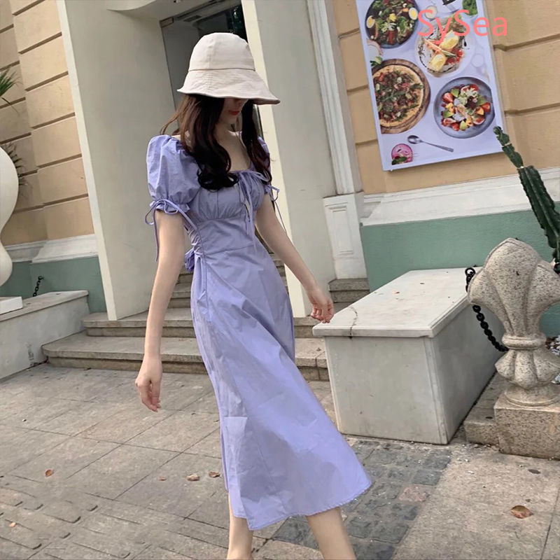 Đầm Dự Tiệc Tay Ngắn Màu Tím Phong Cách Retro Thanh Lịch | BigBuy360 - bigbuy360.vn