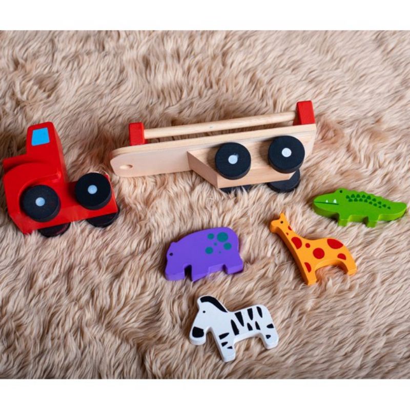 Đồ chơi gỗ việt nam xuất khẩu châu âu - xe ô tô chở thú