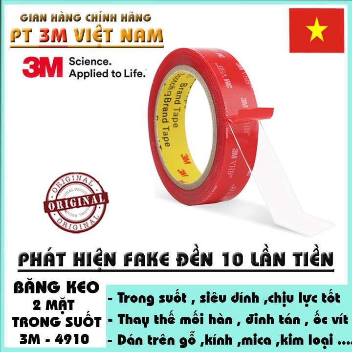 Băng keo 3m 4910 trong suốt siêu dính dán mọi bề mặt tiện dụng