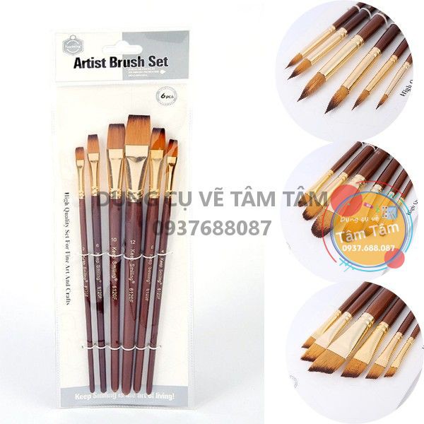 [ TÂM TÂM ]-Bộ cọ Keep Smiling 6 cây mã 6120