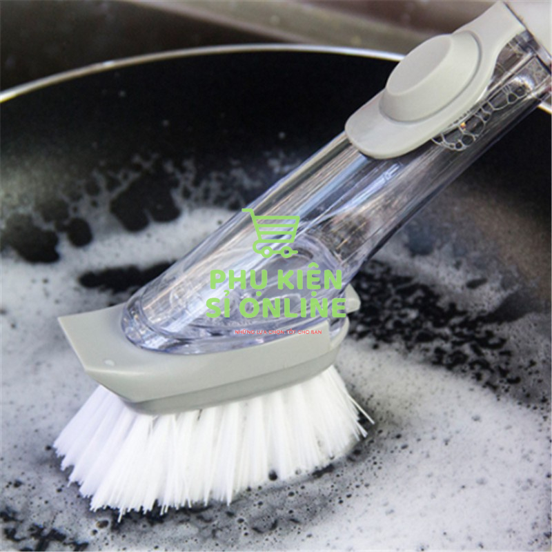 Cây Cọ chà rửa xoong nồi 2in1 CÁN DÀI/Chổi chà sàn có cán tay cầm kèm ngăn chứa xà phòng tiện dụng Store4girls