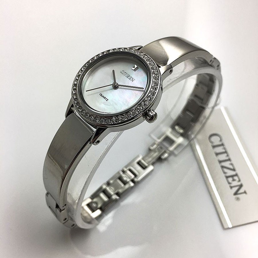 Đồng Hồ Citizen Nữ Đính Đá Swarovski Dây Kim Loại Pin-Quartz EJ6130-51D - Mặt Xà Cừ (