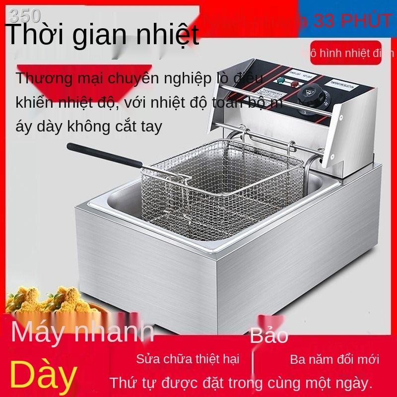 【giá cực rẻ】Nồi chiên điện thương mại, ngập dầu, dụng cụ bột đơn và hai trụ, khoai tây chiên, máy làm gà viên, tủ nấu d