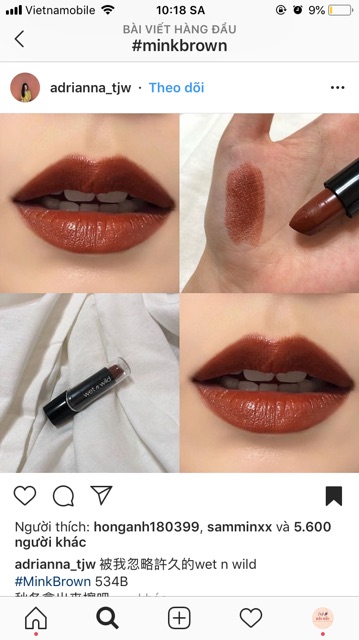 SON THỎI BÓNG WET N WILD SILKFINISH màu MINK BROWN (khách chú ý thân son có thể hơi xước do mềm, shop ko đổi trả) | BigBuy360 - bigbuy360.vn