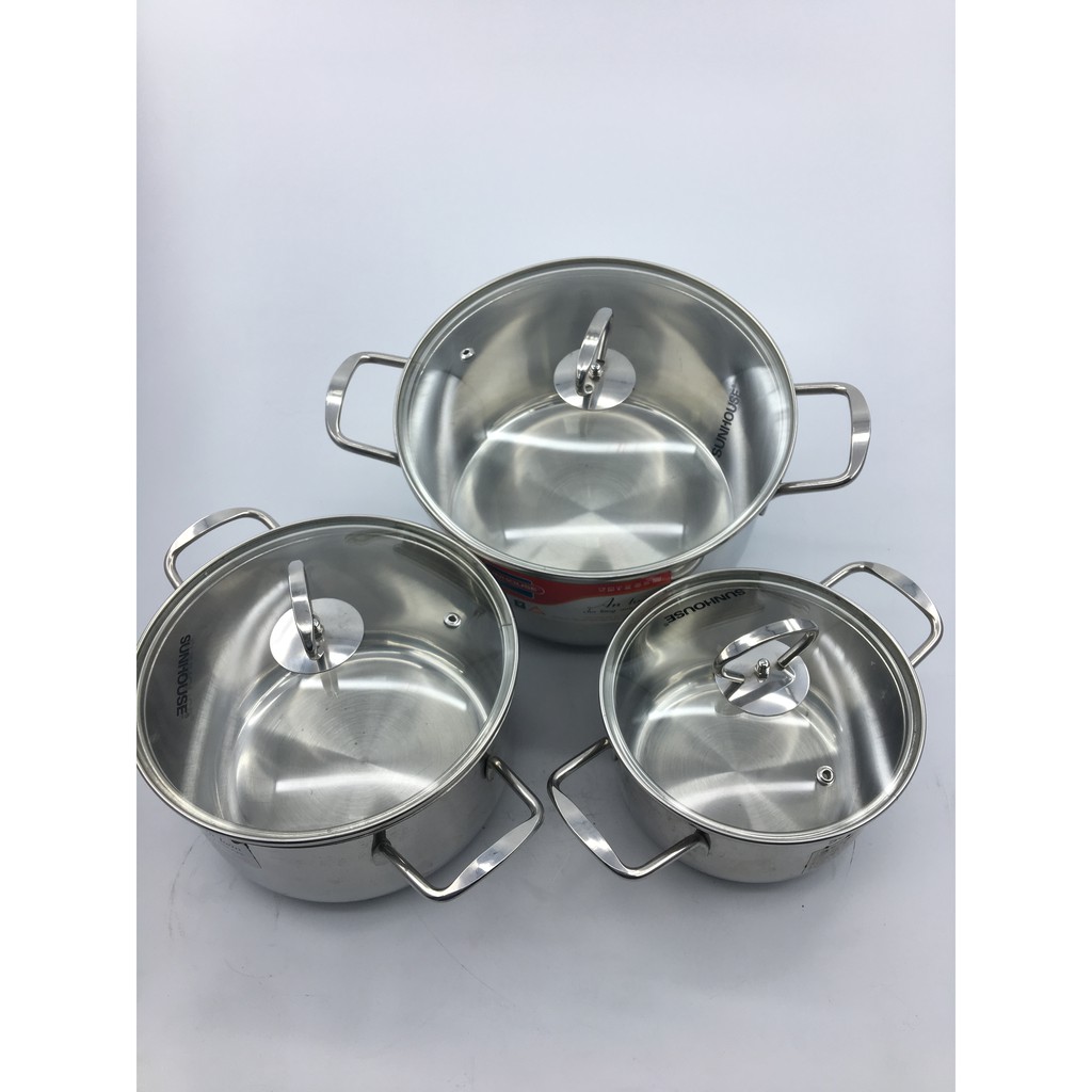 Bộ nồi inox 3 đáy quai đũa cao cấp Sunhouse SH888