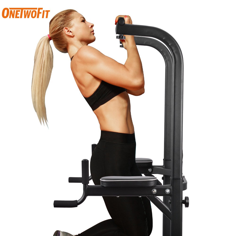 OneTwoFit Bộ xà đơn xà kép Fitness Pull up Bar Push Up-Weight OT084 có thể điều chỉnh chiều cao 120cm*91cm*(165-235)cm