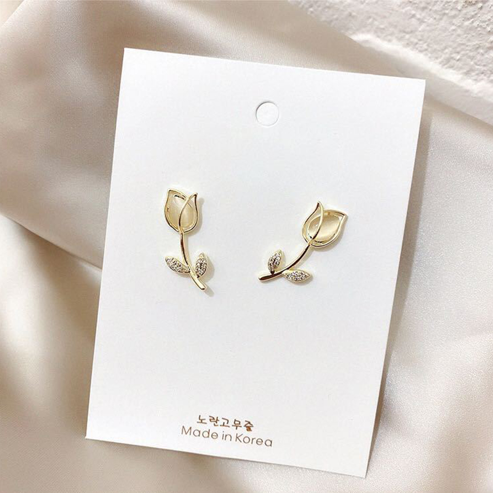 Hoa Tai Hình Hoa Tulip Đính Đá Thời Trang Sang Trọng Cho Nữ