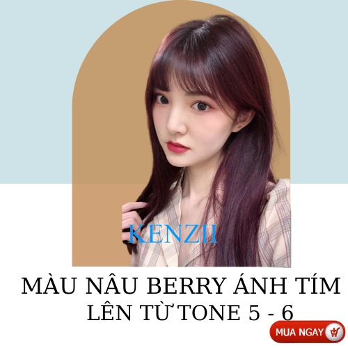 Thuốc nhuộm tóc màu NÂU BERRY lên từ tone 5 - 6 ( Tặng oxi ) KENZII - Thuốc nhuộm tóc nâu