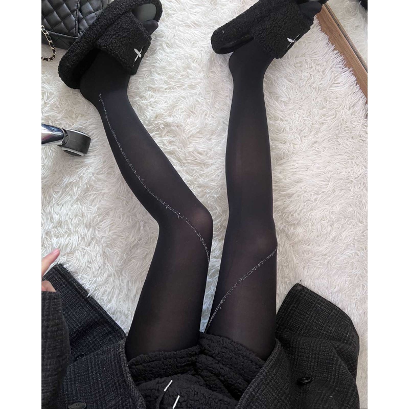 Xiangbao Quần Tất Đính Kim Sa Kẻ Sọc Đen Lấp Lánh Phong Cách Cổ Điển Cơ Bản Dành Cho Nữ