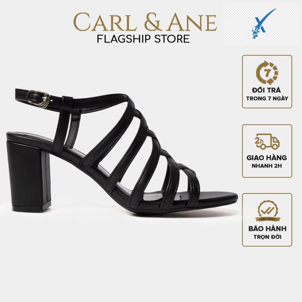 🖐️Carl & Ane - Giày sandal chiến binh nữ gót cao 7cm màu đen _ CS001 🖐️