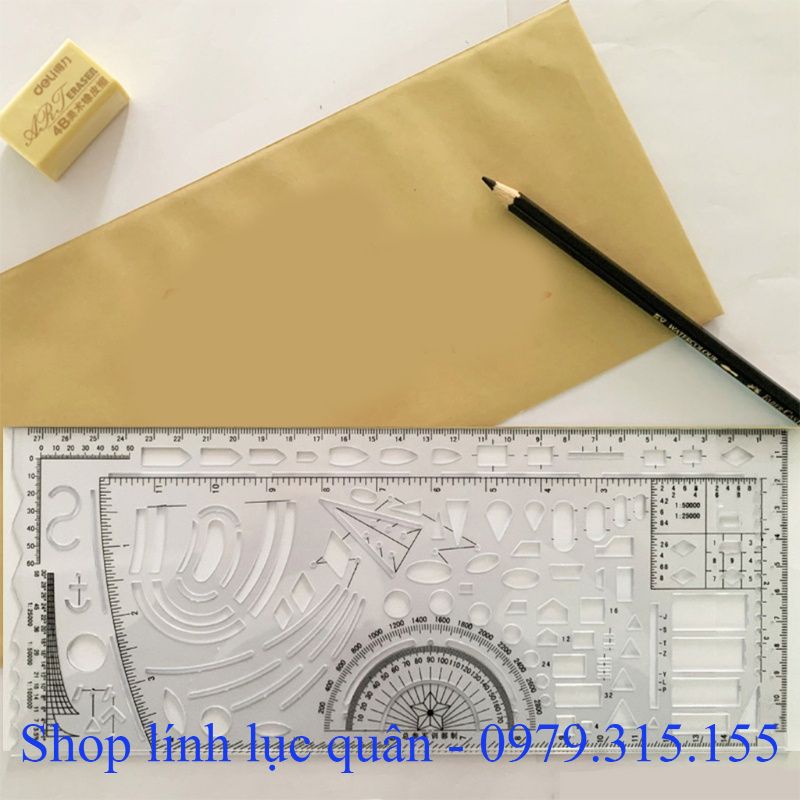 Thước trắng vẽ chỉ huy tham mưu 28x11.5cm