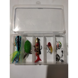 Mồi câu lure hộp 5 con. hunter v4,cá sắt.cá mềm.ruồi... lure chuyên trị sộp.chuối