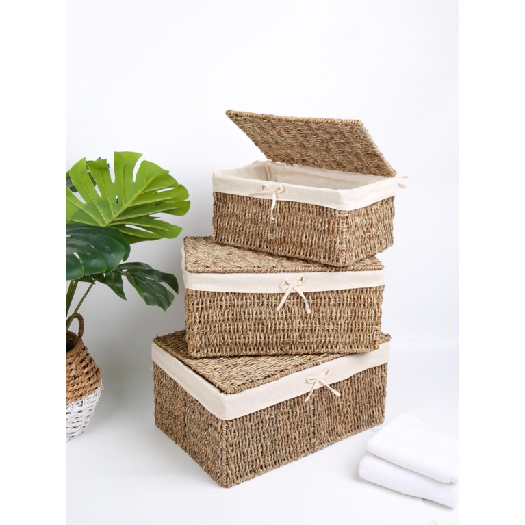 Khay Cói Đựng Đồ Có Nắp Tặng Kèm Vải Lót - THE GREENMART VIETNAM