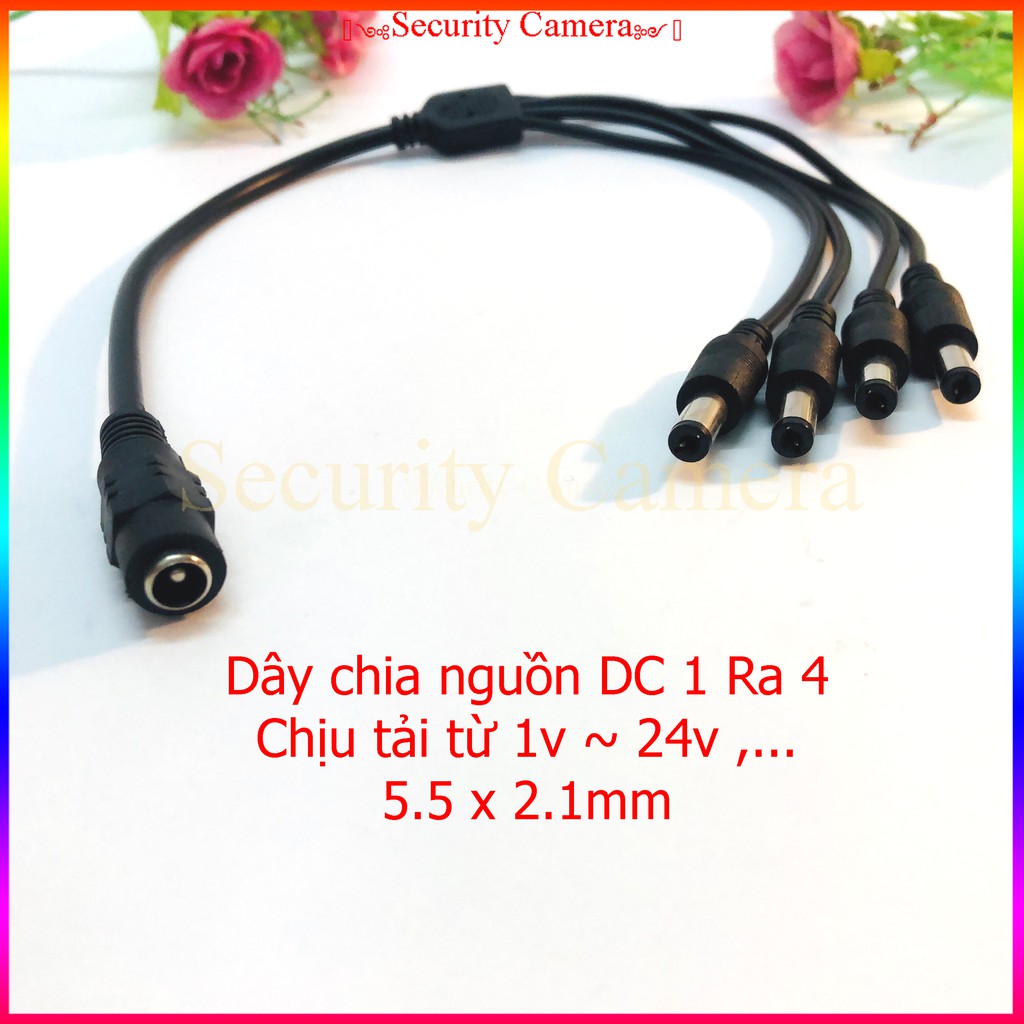 Dây chia nguồn Camera 1 ra 4,cáp chia nguồn camera xịn