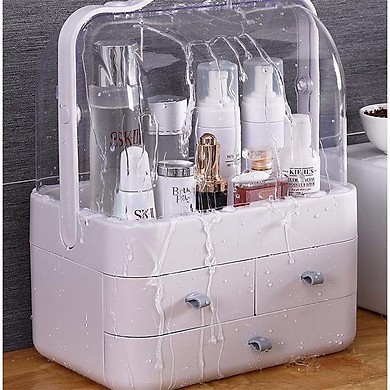 Hộp đựng mỹ phẩm có tay cầm nhiều ngăn tiện lợi sắp xếp mỹ phẩm gọn gàng,chống bụi bặm