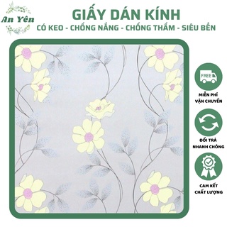 Giấy dán kính hoa vàng khổ 90,decal dán kính mờ chống nắng chống nước