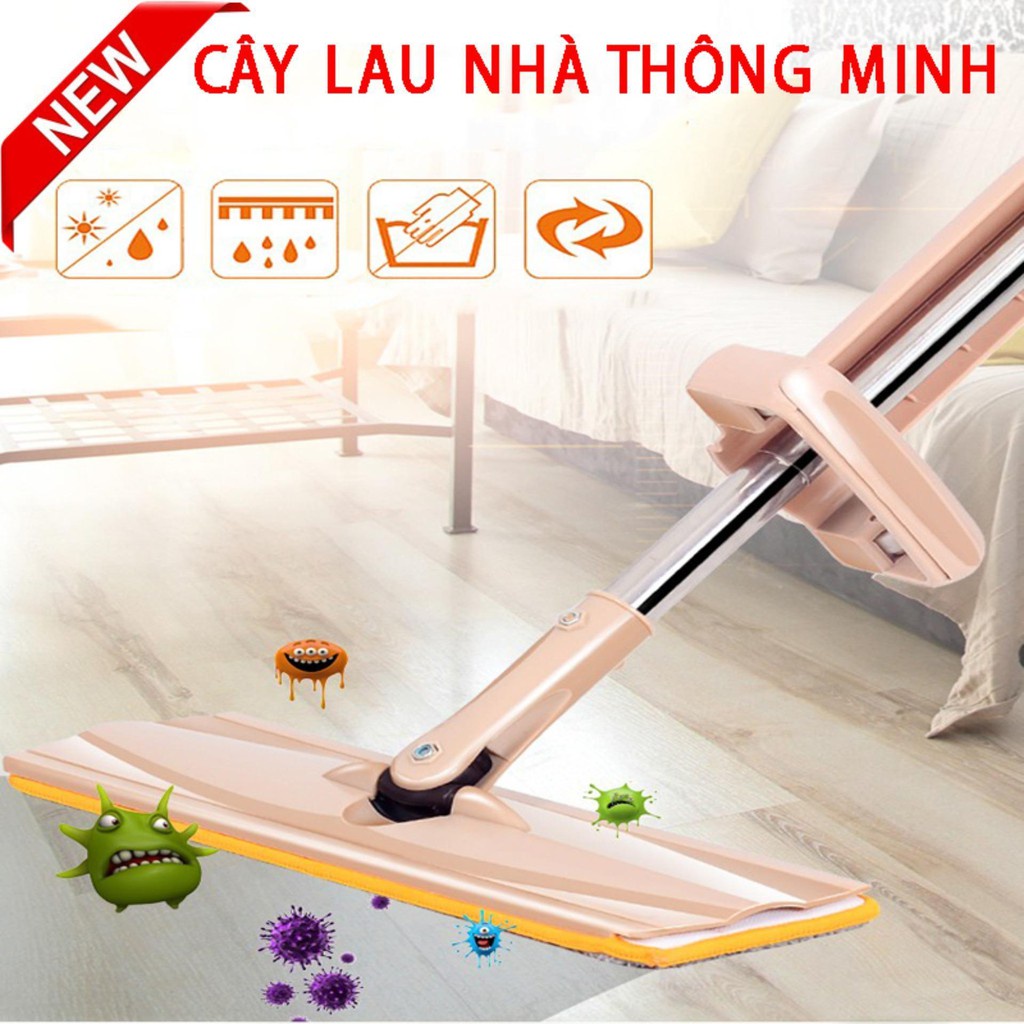 Chổi lau nhà thông minh Ecozy Cây lau nhà tự vắt xoay 360 Spin Mon thiết kế gọn nhẹ chắc chắn tiện ích