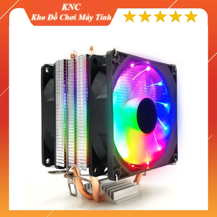 Quạt Tản Nhiệt CPU Coolmoon P22 Led RGB, 2 Quạt Led 9cm, 2 Ống Đồng Tản Nhiệt, Led Tĩnh Không Đảo Màu