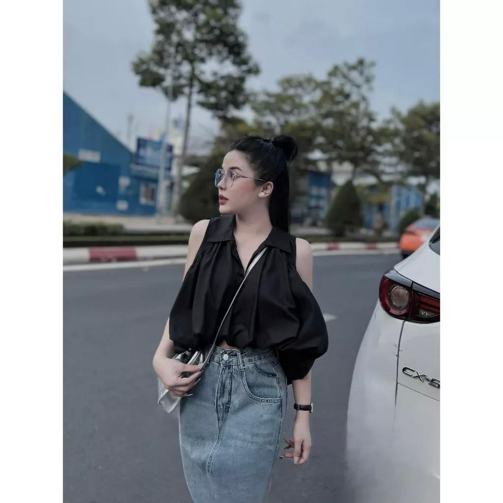 Áo sơ mi sát nách vạt tôm hot