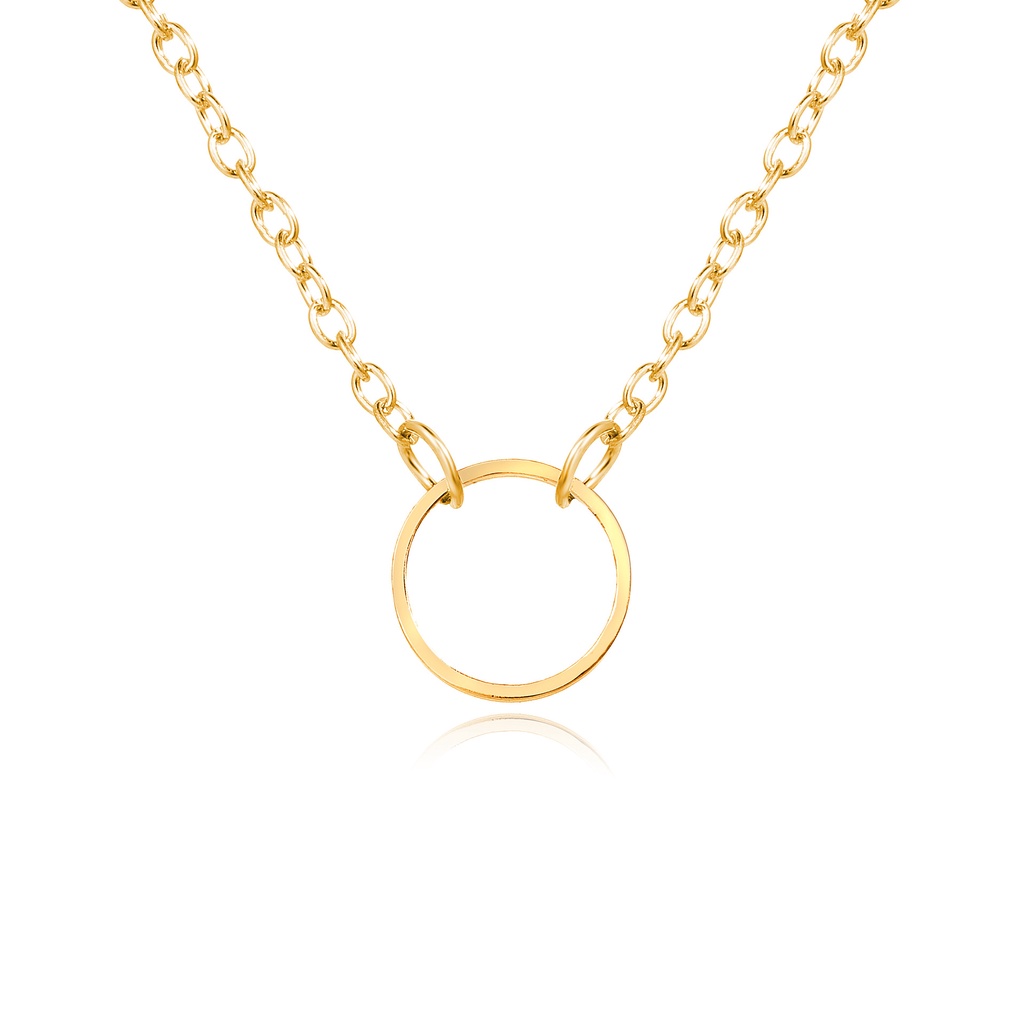 Dây chuyền mặt nhẫn tròn màu vàng / bạc phong cách vintage cho nữ