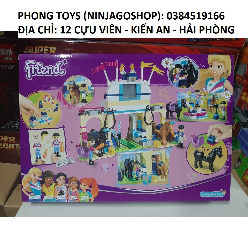 Lắp ráp xếp hình Lego FRIENDS 41367 Lari 11202 LEPIN 01077 : TRƯỜNG ĐUA CƯỠI NGỰA CỦA STEPHANIE 343 KHỐI