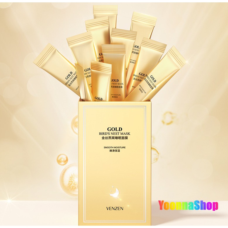 COMBO 20 Gói Mặt Nạ Ngủ Golden VENZEN - Dưỡng ẩm, Cấp ẩm, Trắng sáng và Mịn màng