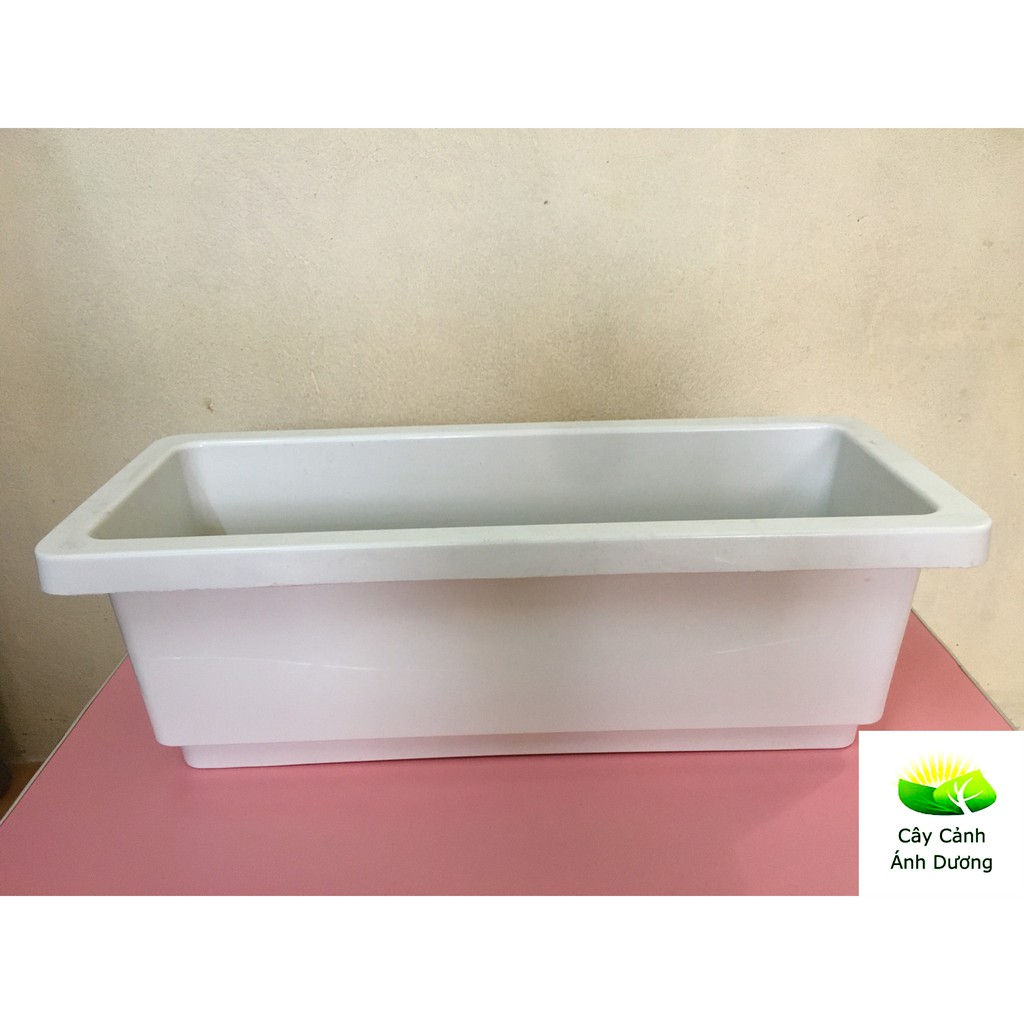 Chậu nhựa thông minh trồng rau, trồng hoa, hình chữ nhật, giá treo chậu kích thước 48x20x16cm