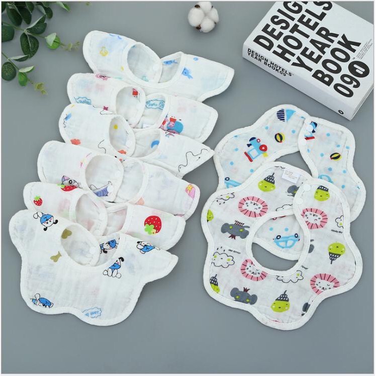 Yếm tròn sợi tre 360 độ 4 lớp có cúc bấm