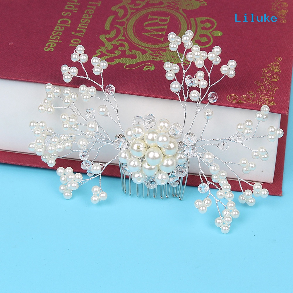 Lược Cài Tóc Nữ Họa Tiết Hoa Đính Ngọc Trai Thời Trang Thanh Lịch