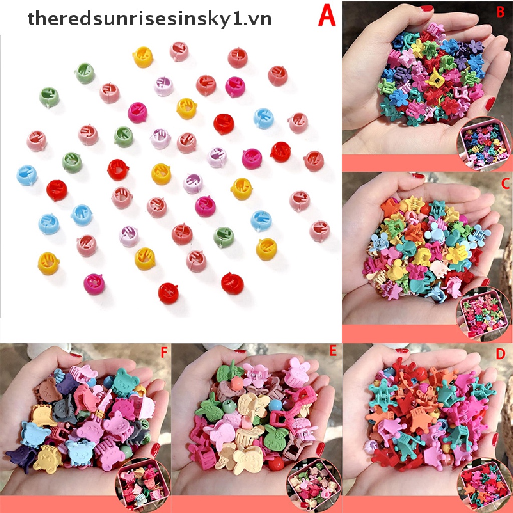 Set 50 Kẹp Tóc Càng Cua Đính Hoa / Thỏ Mini Dễ Thương Cho Bé Gái