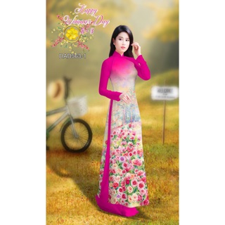 Vải áo dài tằm ý/ lụa nhật rừng hoa