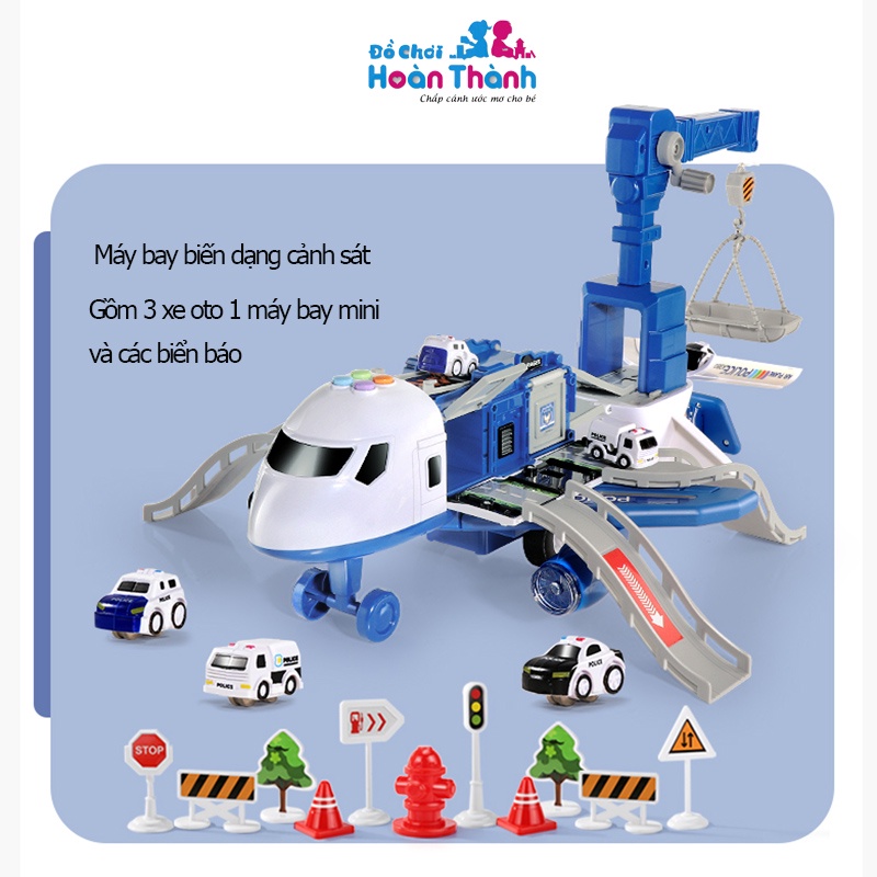 [Mã LIFETOYS1 giảm 30K đơn 99K] Bộ đồ chơi máy bay biến dạng, tặng kèm 3 oto và 1 máy bay (tặng kèm 3 pin)