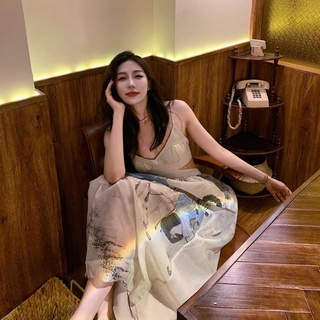 Đầm maxi tơ cúp ngực hở lưng [ Hàng order ]