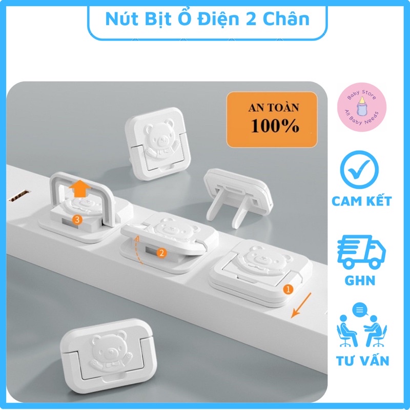 Nút Bịt Ổ Điện 2 Chân Hình Gấu