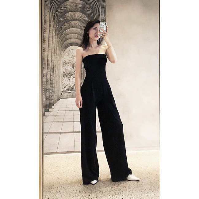 (HÌNH THẬT) Jumpsuit Dài Ống Rộng (ĐEN)
